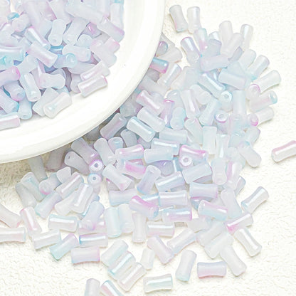 Bamboo Frosted Glass Beads 6x12mm Pastel Matte Finish 50pcs 4