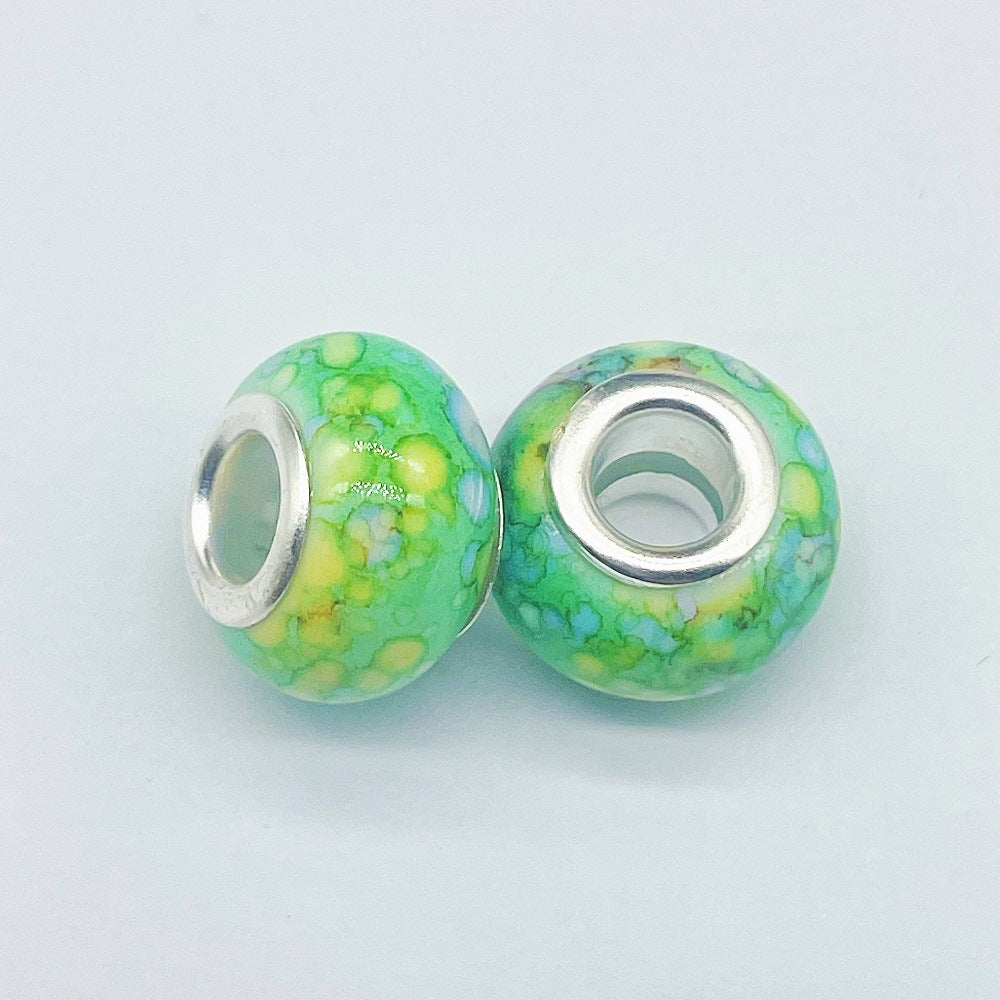 Resin Spacer Beads 14mm Ink Painting Large Hole 50pcs 12