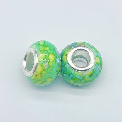 Resin Spacer Beads 14mm Ink Painting Large Hole 50pcs 12