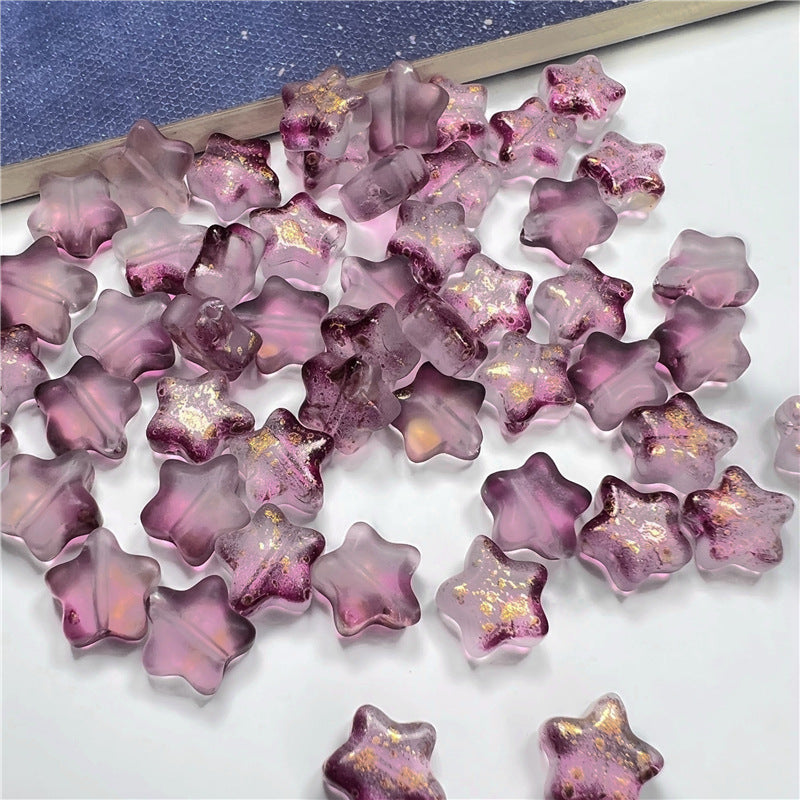 Small Star Czech Glass Beads 8mm Translucent Gold Flecked 50pcs 3