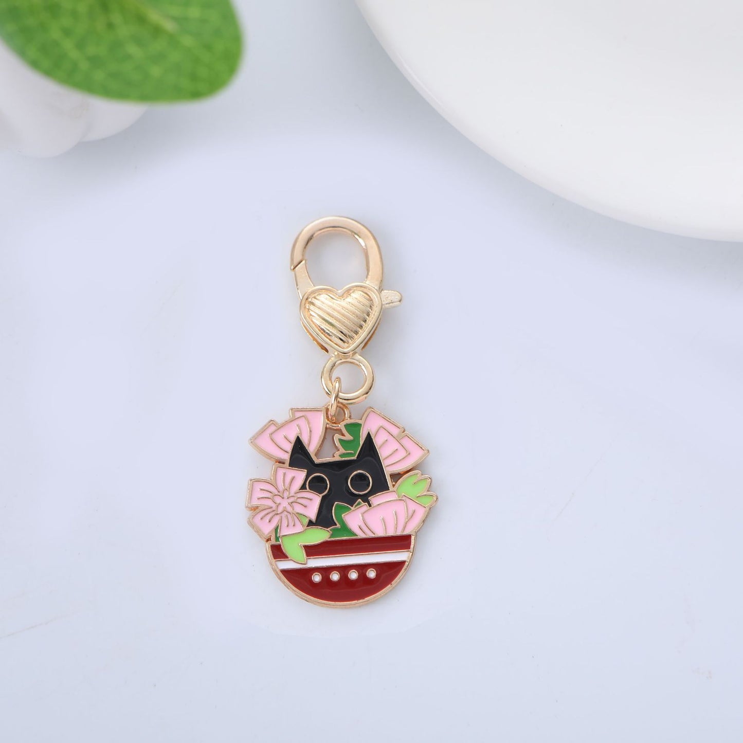 Metal Cat Keychain Enamel Colorful Gold Clasp Charm 12