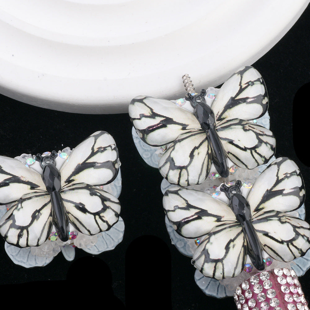 Vintage Radiant Butterfly Resin Beads 35mm Detailed Colorful 2pcs 4