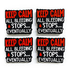 Silicone Focal Beads Keep Calm Black Red Bold Text Blood Drop 20pcs 4