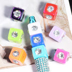 Rhinestone Inlaid Square Acrylic Beads 14mm Colorful Mixed 20pcs 3