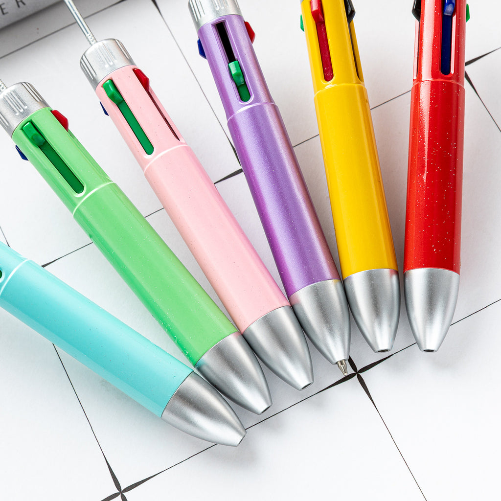 Beadable Pen Plastic Multicolor Fur Ball 4 Ink Colors 1pc 3