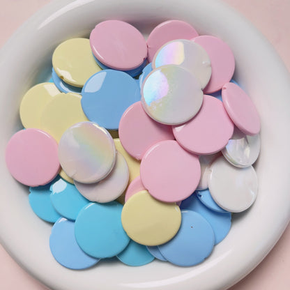 Painted Disc Acrylic Beads 25mm Macaroon Baking Pastel Mixed 10pcs 8