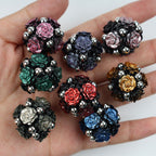 Flower Cluster Clay Beads 22mm Gothic Shimmer Metallic Rose 5pcs 3