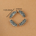 Tube Metal Beads Tibetan Hollowed-out Flower Pattern Vintage Silver Tone 20pcs 6