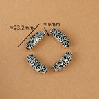 Tube Metal Beads Tibetan Hollowed-out Flower Pattern Vintage Silver Tone 20pcs 6