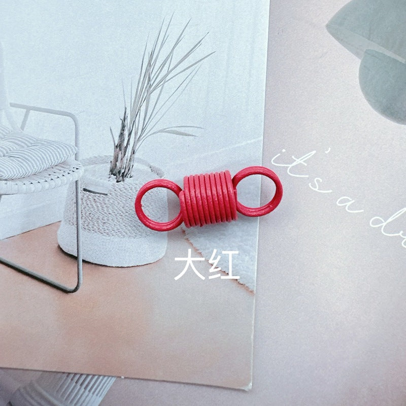 Alloy Spring Beading Stopper Keychain Hardware Colorful 29mm 30pcs 17