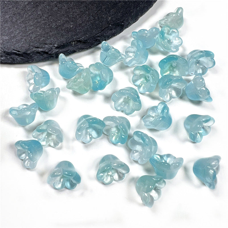 Czech Glass Beads Flower 12mm Iridescent Crystal Clear 50pcs 28