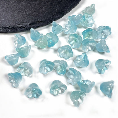 Czech Glass Beads Flower 12mm Iridescent Crystal Clear 50pcs 28