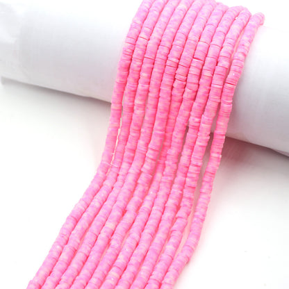 Flat Disc Clay Beads 6mm Colorful Matte Polymer 10strands 52
