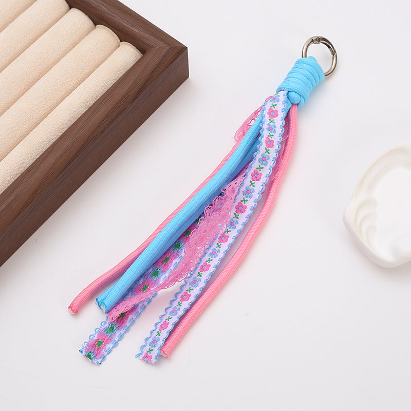 Braided Boho Lace Tassel Crochet Keychain Polyester 19cm 4pcs 7