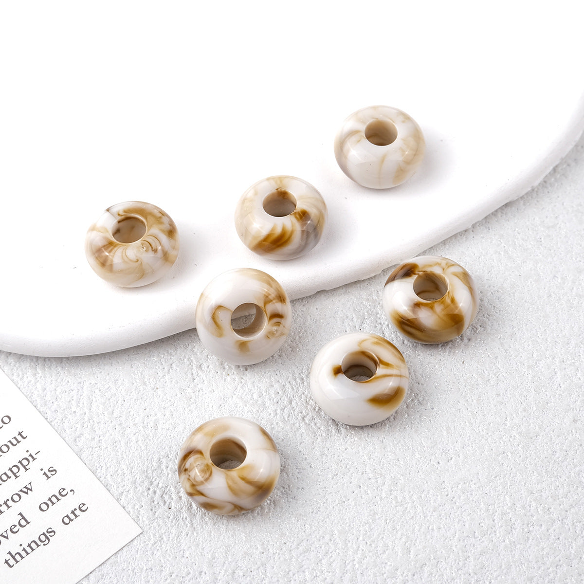 Acrylic Round Spacer Beads 14mm Antique Blooming Ink 50pcs 14