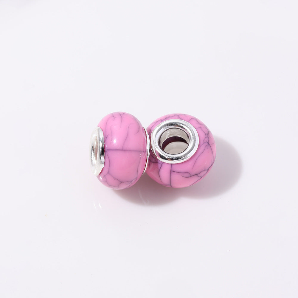 Resin Round Spacer Beads 14mm Imitation Turquoise Pattern 100pcs 5