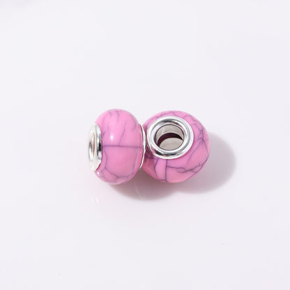 Resin Round Spacer Beads 14mm Imitation Turquoise Pattern 100pcs 5
