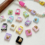 Square Teddy Bear and Luggage Metal Beads 12mm Colorful Painted 10pcs
