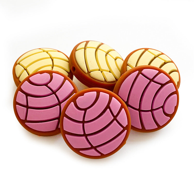 Silicone Focal Beads Bread Textured Pastel Top 20pcs 4