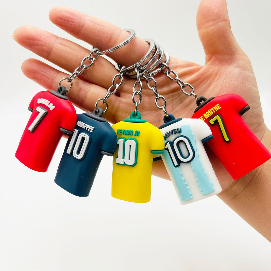 PVC Football Jersey Keychain Vibrant Sports Team Colors 2