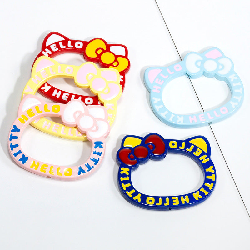 Painted Hello Kitty Acrylic Beads 72mm Colorful Bezel Frame 10pcs