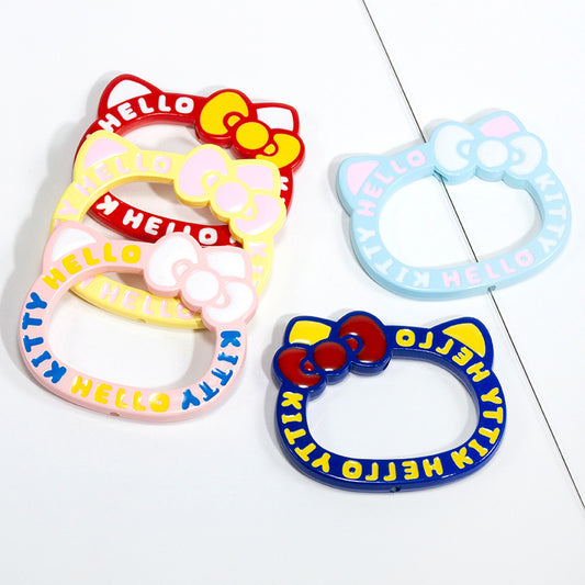 Painted Hello Kitty Acrylic Beads 72mm Colorful Bezel Frame 10pcs