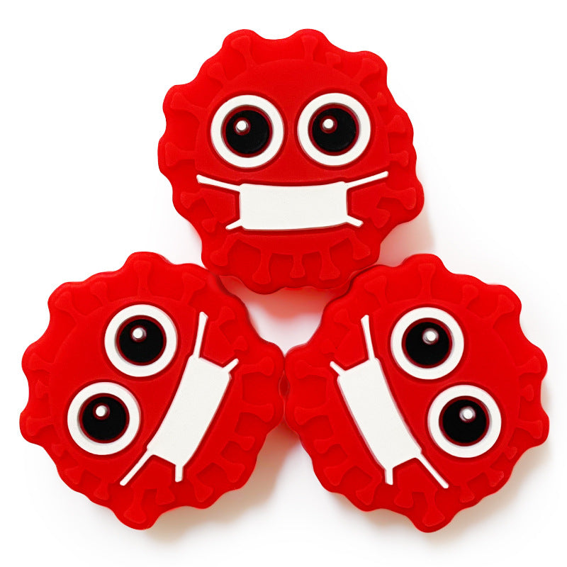 Silicone Focal Beads Bacterial Virus Red Masked Face 20pcs 4