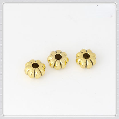 Alloy Flat Pumpkin Spacer Beads 5-7mm Striped Tibetan Style 100pcs 7