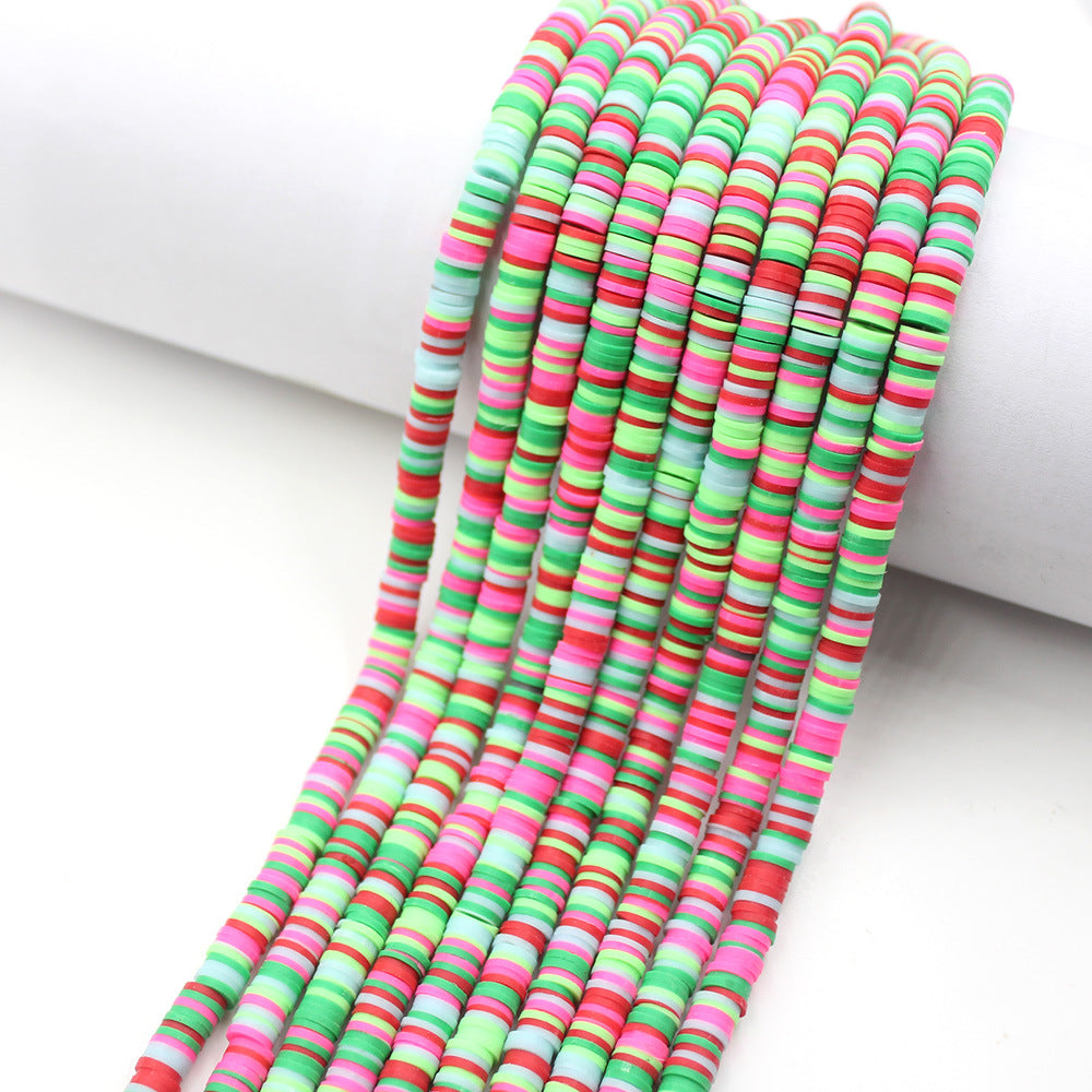 Flat Clay Beads 6mm Colorful Polymer Spacer Disc 10strands 52