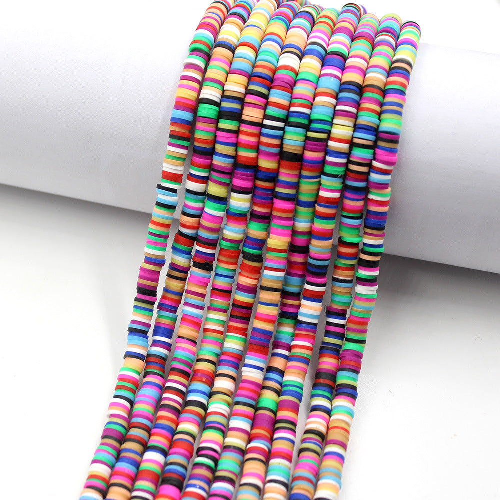 Flat Clay Beads 6mm Colorful Polymer Spacer Disc 10strands 23