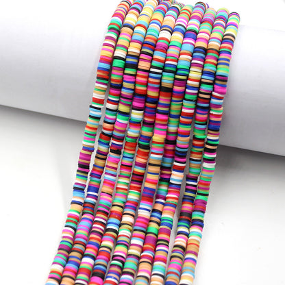Flat Clay Beads 6mm Colorful Polymer Spacer Disc 10strands 23