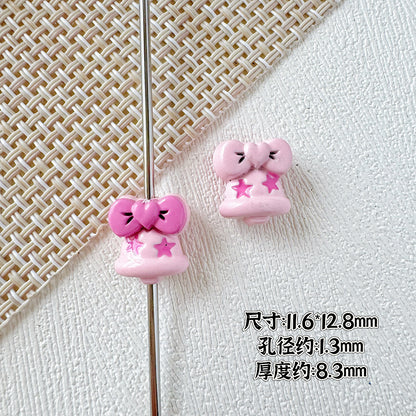 Bell and Bow Metal Beads 13mm Baking Painted Colorful 10pcs 5