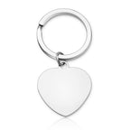 Stainless Steel Blank Heart Keychain Smooth Polished Metal Charm 6
