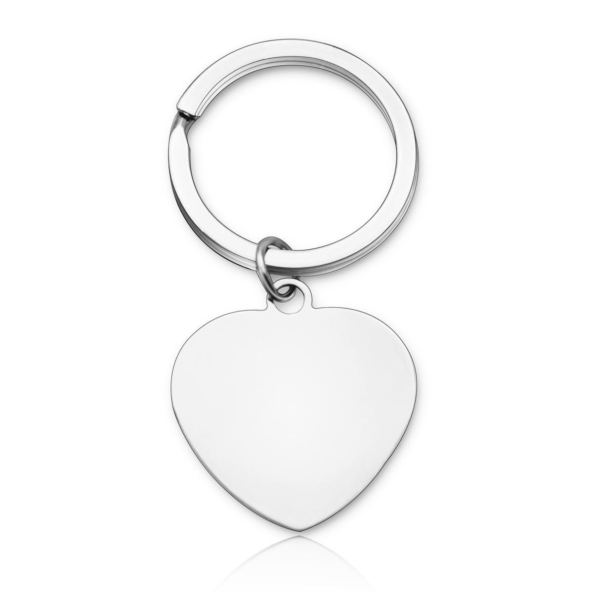 Stainless Steel Blank Heart Keychain Smooth Polished Metal Charm 6