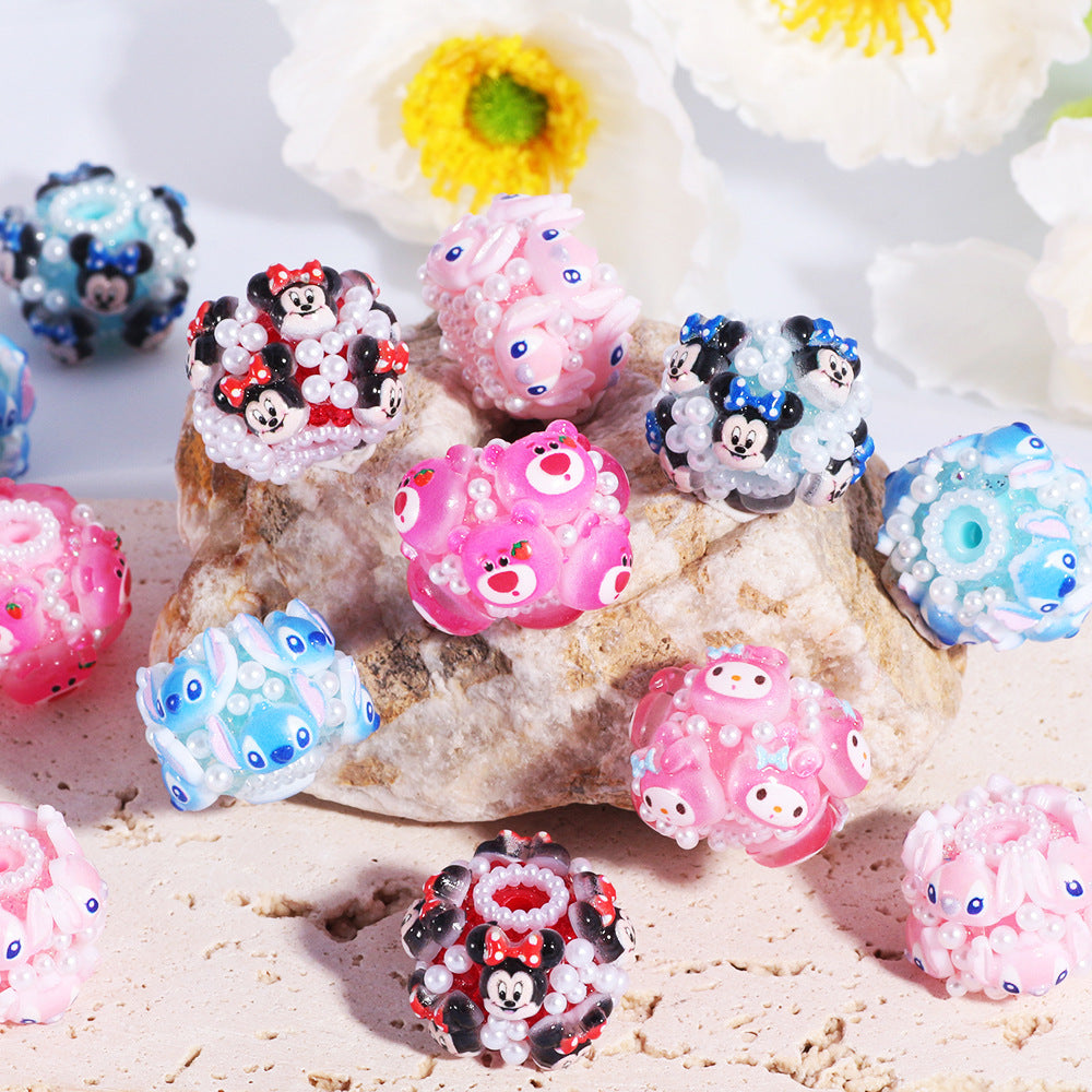 Embellished Barrel Clay Beads 25mm Cartoon Characters 5pcs 3