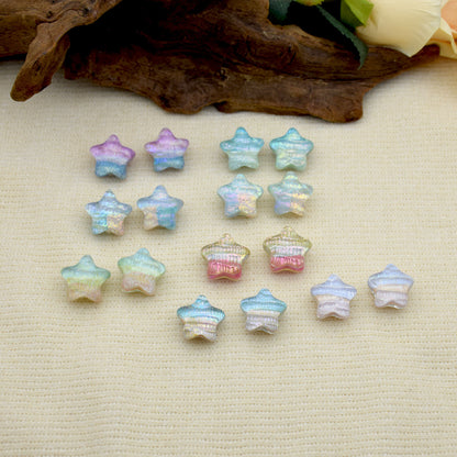 Oil Painting Star Resin Beads 19mm Iridescent Pastel 1pc 6