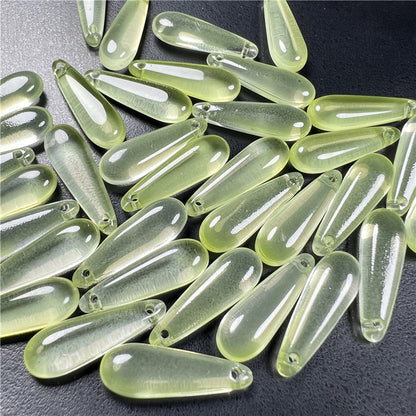 Long Teardrop Glass Beads 22mm Pale Blue Glossy 20pcs 7