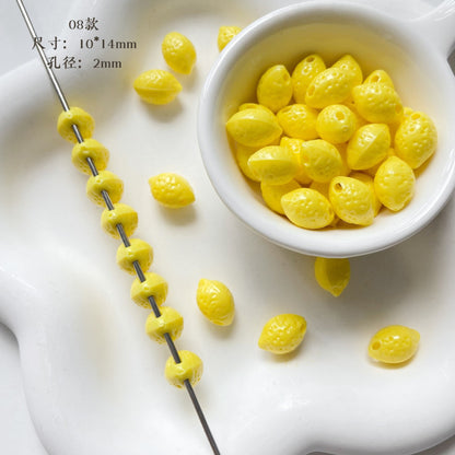 3D Fruit Series Acrylic Beads Playful Glossy Mixed Colors 50pcs 11