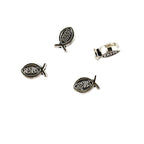 Fish Shaped Metal Beads 8mm Vintage Jesus Design 300pcs