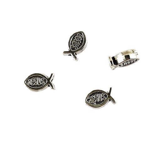 Fish Shaped Metal Beads 8mm Vintage Jesus Design 300pcs