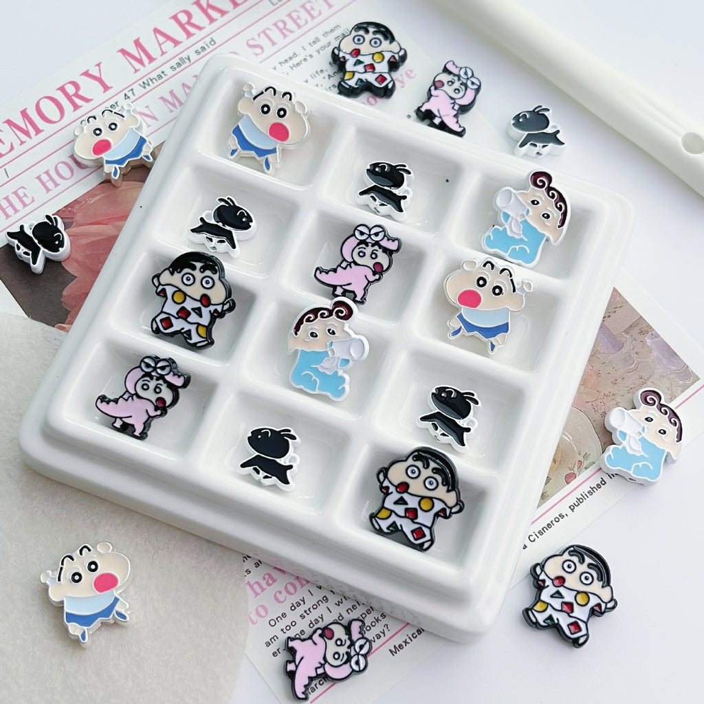 Painted Alloy Metal Beads Baking Shin-Chan Himawari Nohara Series 10pcs