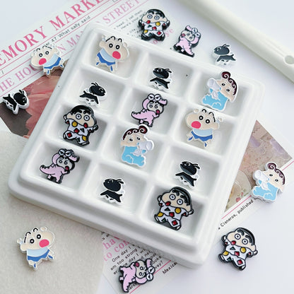 Painted Alloy Metal Beads Baking Shin-Chan Himawari Nohara Series 10pcs