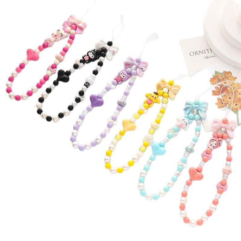 Acrylic Beaded Phone Charm Sanri Figures Colorful 20cm 2pcs 5