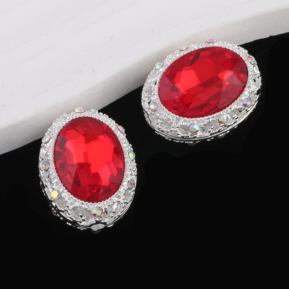 Double-Sided Heart Rhinestone Beads 22mm Alloy Encrusted 10pcs 22