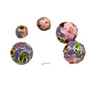 Flower Leaf Pattern Metal Beads 6/8/10mm Colorful Cloisonne Enamel 10pcs 5