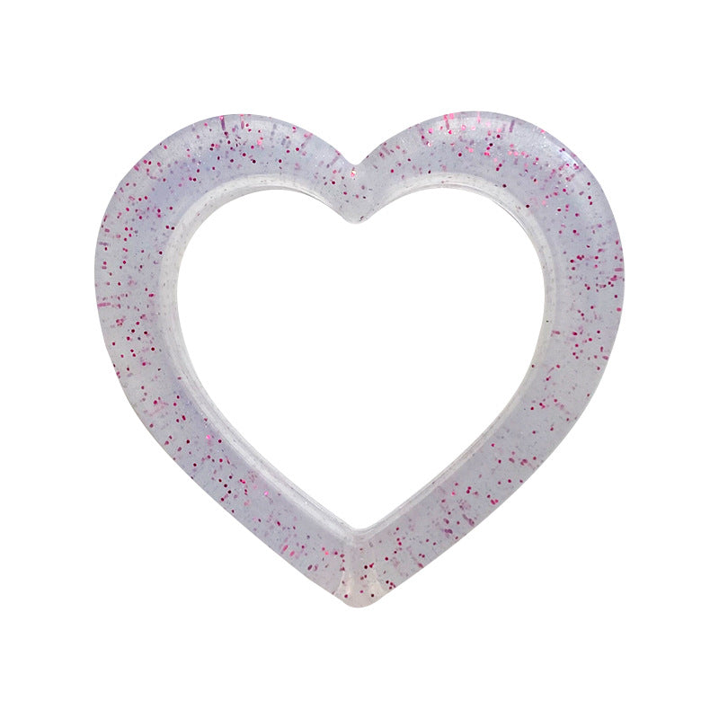 Circle Love Glitter Silicone Focal Beads Glitter Design 10pcs 4