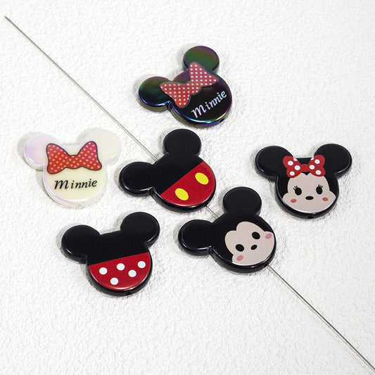 Flat Mickey Minnie Acrylic Beads 40mm Double-Sided 10pcs