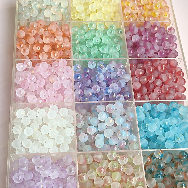 Frosted Round Glass Beads 8mm Pastel Matte Colors 50pcs 3