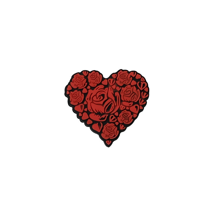 Silicone Focal Beads Valentine Roses Heart Shaped 20pcs 8