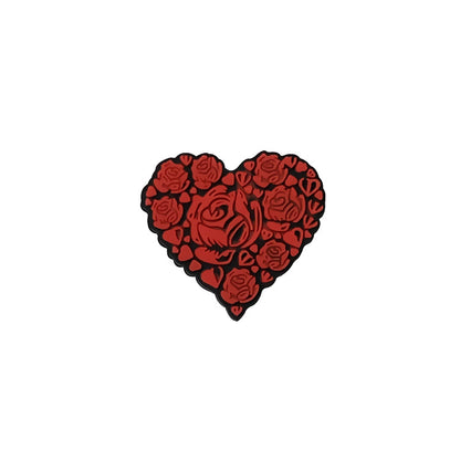 Silicone Focal Beads Valentine Roses Heart Shaped 20pcs 8